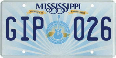 MS license plate GIP026