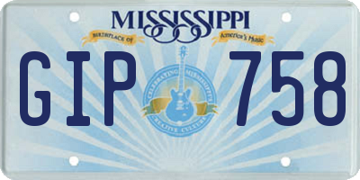 MS license plate GIP758