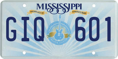 MS license plate GIQ601