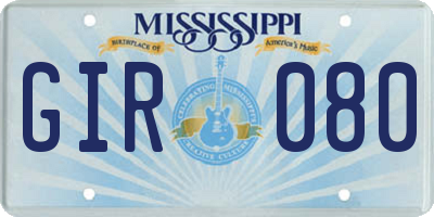 MS license plate GIR080