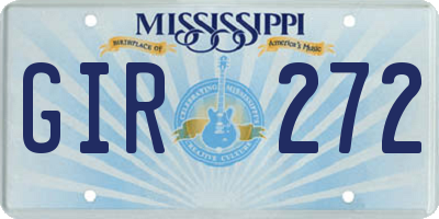 MS license plate GIR272