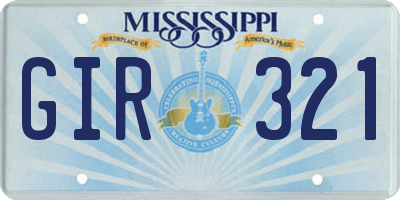 MS license plate GIR321