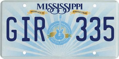 MS license plate GIR335