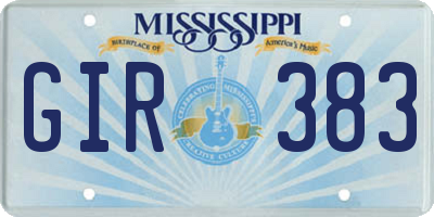 MS license plate GIR383