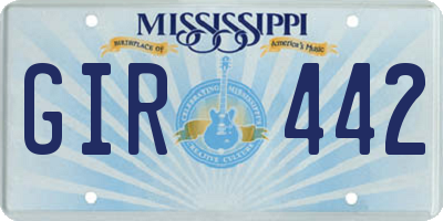 MS license plate GIR442