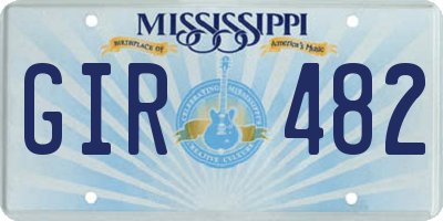 MS license plate GIR482