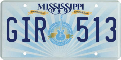MS license plate GIR513