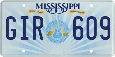 MS license plate GIR609