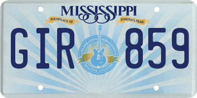 MS license plate GIR859