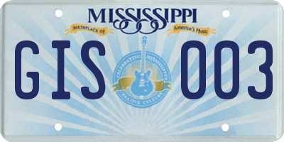 MS license plate GIS003