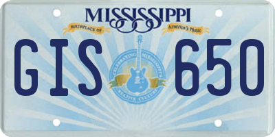 MS license plate GIS650