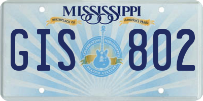 MS license plate GIS802