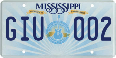 MS license plate GIU002