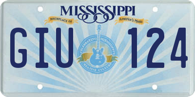 MS license plate GIU124