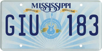MS license plate GIU183