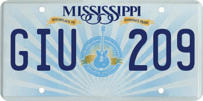 MS license plate GIU209