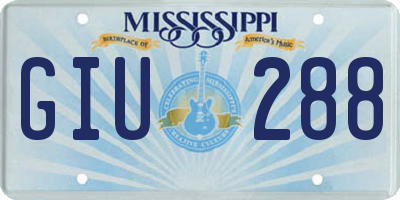 MS license plate GIU288