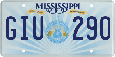MS license plate GIU290