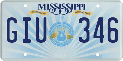 MS license plate GIU346