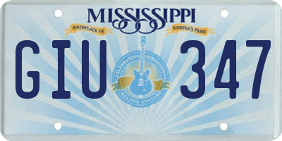 MS license plate GIU347