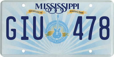 MS license plate GIU478