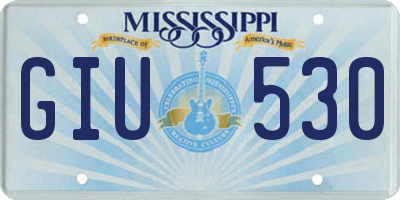 MS license plate GIU530