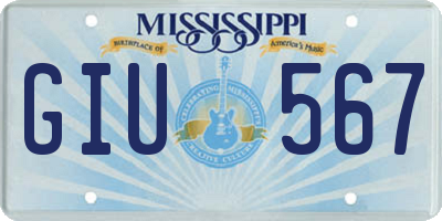 MS license plate GIU567