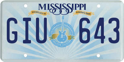 MS license plate GIU643