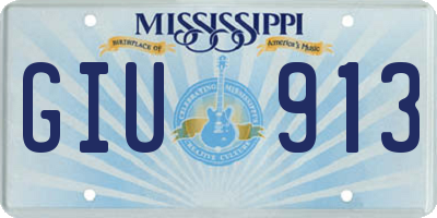 MS license plate GIU913