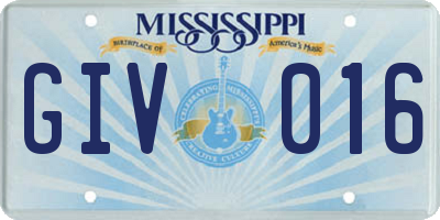 MS license plate GIV016