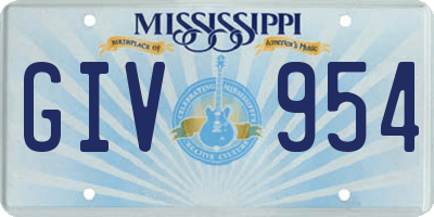 MS license plate GIV954