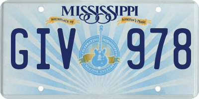 MS license plate GIV978
