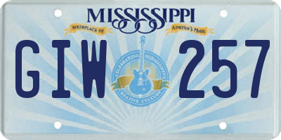 MS license plate GIW257