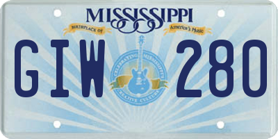 MS license plate GIW280