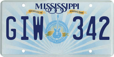 MS license plate GIW342