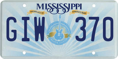 MS license plate GIW370