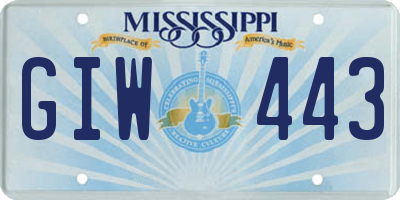 MS license plate GIW443