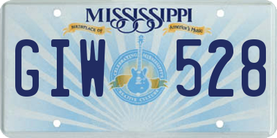 MS license plate GIW528