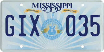 MS license plate GIX035