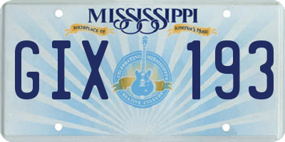 MS license plate GIX193