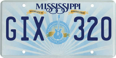 MS license plate GIX320