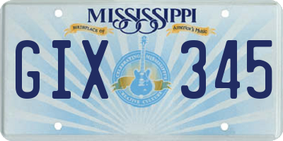 MS license plate GIX345