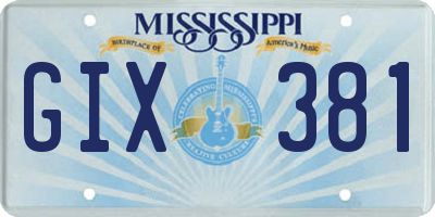 MS license plate GIX381