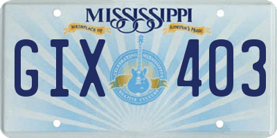 MS license plate GIX403