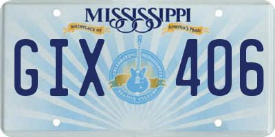 MS license plate GIX406