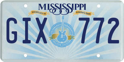 MS license plate GIX772