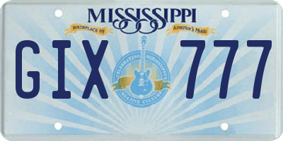 MS license plate GIX777