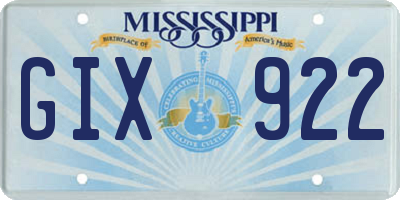 MS license plate GIX922