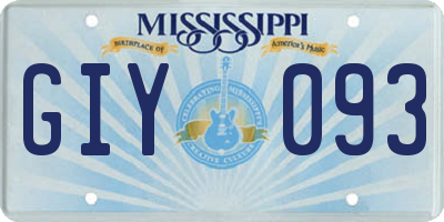 MS license plate GIY093