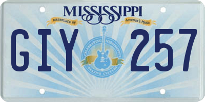 MS license plate GIY257